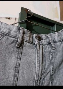 Grey Acid Wash Wide Leg Cargo Pants