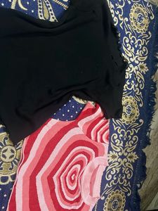 Cute Heart Print Sweater &amp; Black Top