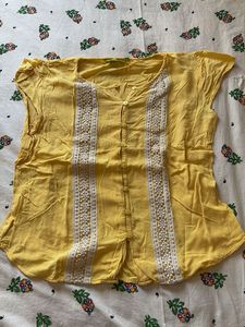 Yellow Embroidered Kurta Top