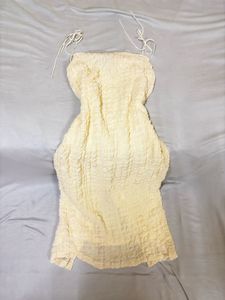 Light Yellow Textured Mini Dress