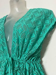 Pintresty Green Crochet Cover-Up Dress