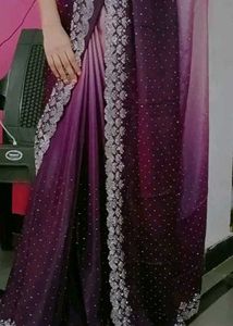 Stunning Purple Embellished Saree