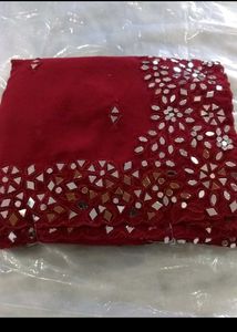 Mirrorwork Saree With Padded Blouse