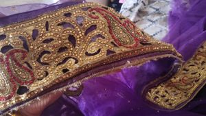 Gorgeous Purple Embroidered net  Saree