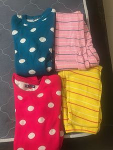 Girls' Polka Dot Sweaters & Striped Leggings Set