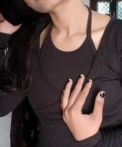Stylish Black Ribbed Wrap Top