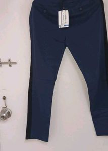 Navy Blue Pants with Black Stripe