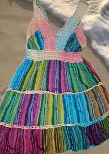 Bohemian Rainbow Tiered Dress