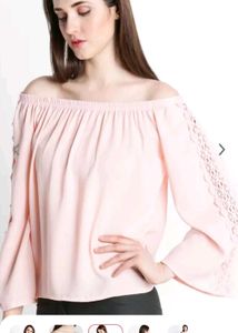 Annabelle By Pantaloons Off Shoulder Peach Top
