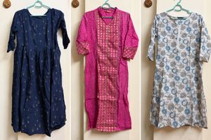 Three Women's Kurtas - Blue, Pink, Floral