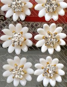Floral Rhinestone Embellishments pair of 3