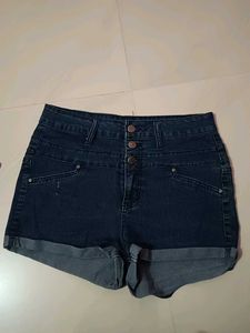 Dark Blue Denim Shorts