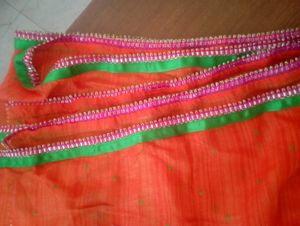 Orange  fabric with Embellished Border