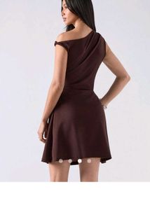 Chic Brown One-Shoulder Mini Dress