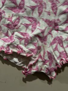 Cute Pink Bird Print Pajama Shorts