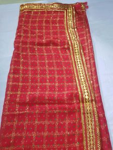 Chunari Print Red Saree