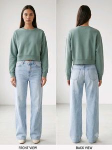 Zara Green Cropped Sweatshirt