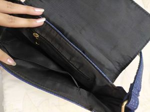 Midnight blue buckle shoulder bag
