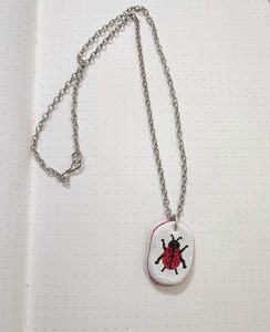 Boho Ladybug Necklace 𖦹 *٭  𓆣 🐞🪵𓆣٭ * 𖦹