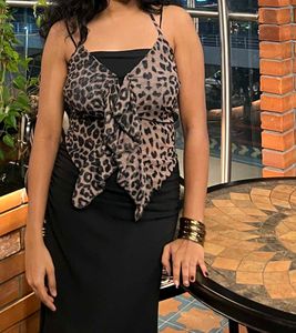 Lepoard print ruffled halter neck top