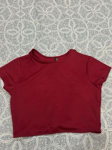 Maroon Cropped High Neck Top
