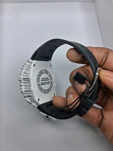 Skeleton Automatic Watch with White Band