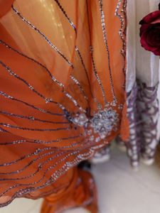 Elegant Orange Saree without blouse