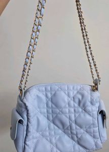 Light Blue Quilted Crossbody Bag