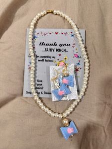 Pearl Necklace &amp; Earring Set