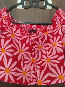 Floral Print Off-Shoulder Crop Top