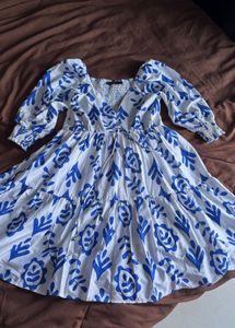 Blue & White Patterned Dress