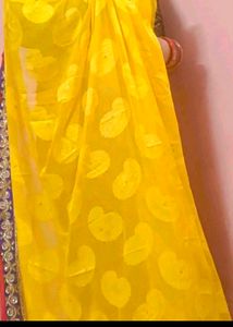Vibrant Yellow Saree with Embellished Border