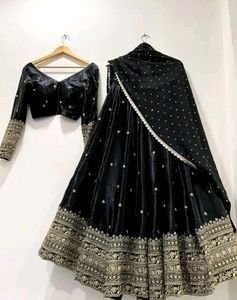 Elegant Black Embroidered Lehenga Choli Set