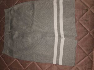 Gray Mini Skirt with White Stripes