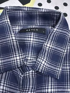 Men's Navy Plaid Long Sleeve Shirt