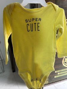 Baby Yellow "Super Cute" Long Sleeve Bodysuit