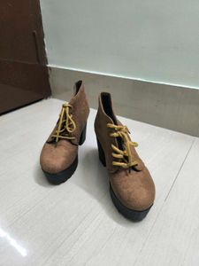 Brown Suede Lace-Up Ankle Boots
