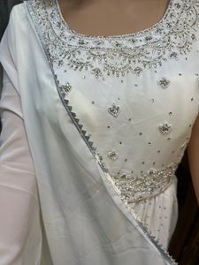 Beautiful white pearl sharara suit set