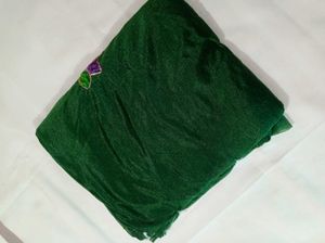 Elegant Green Saree with Floral Embroidery