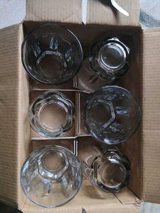 Set of 6 Clear Glass Tumblers new