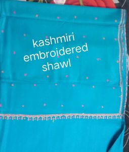 beautiful embroidered blue colour shawl