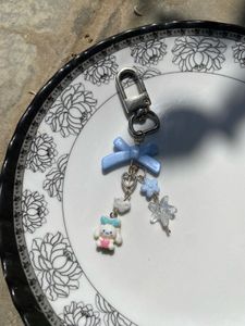 Kawaii Blue Bow Charm Keychain
