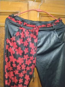 Stylish Black &amp; Red leather Pant