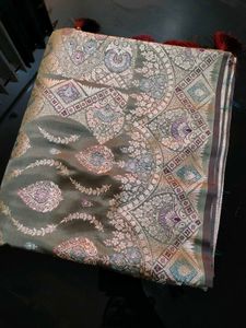New Original premium Dusty green Satin Silk Saree