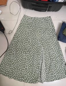Light Green Printed Midi Skirt