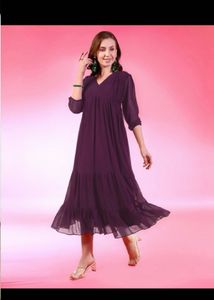 Elegant Purple Tiered Midi Dress