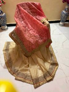 Beautiful Peach & Gold Saree
