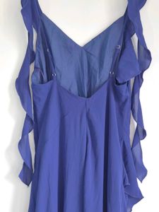 Elegant Ruffled Royal Blue Maxi Dress