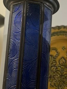 Antique stained glass brass Lanterns (Set of2)