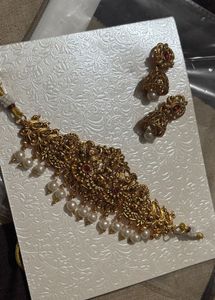 Antique Gold Necklace & Earrings Set